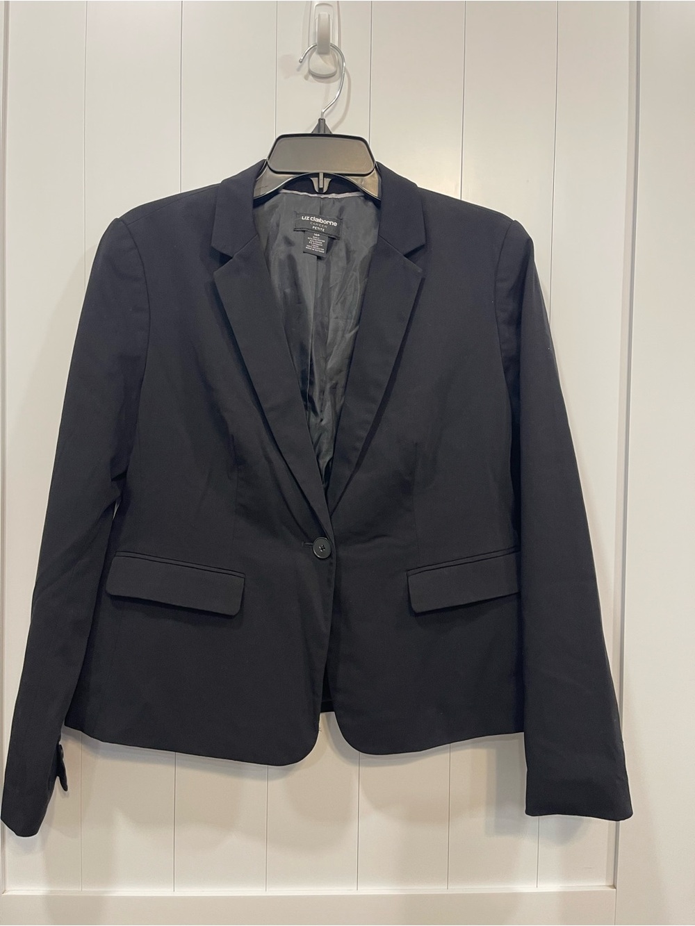 Liz Claiborne Black Single-Button Tailored Blazer 10P 10 petite